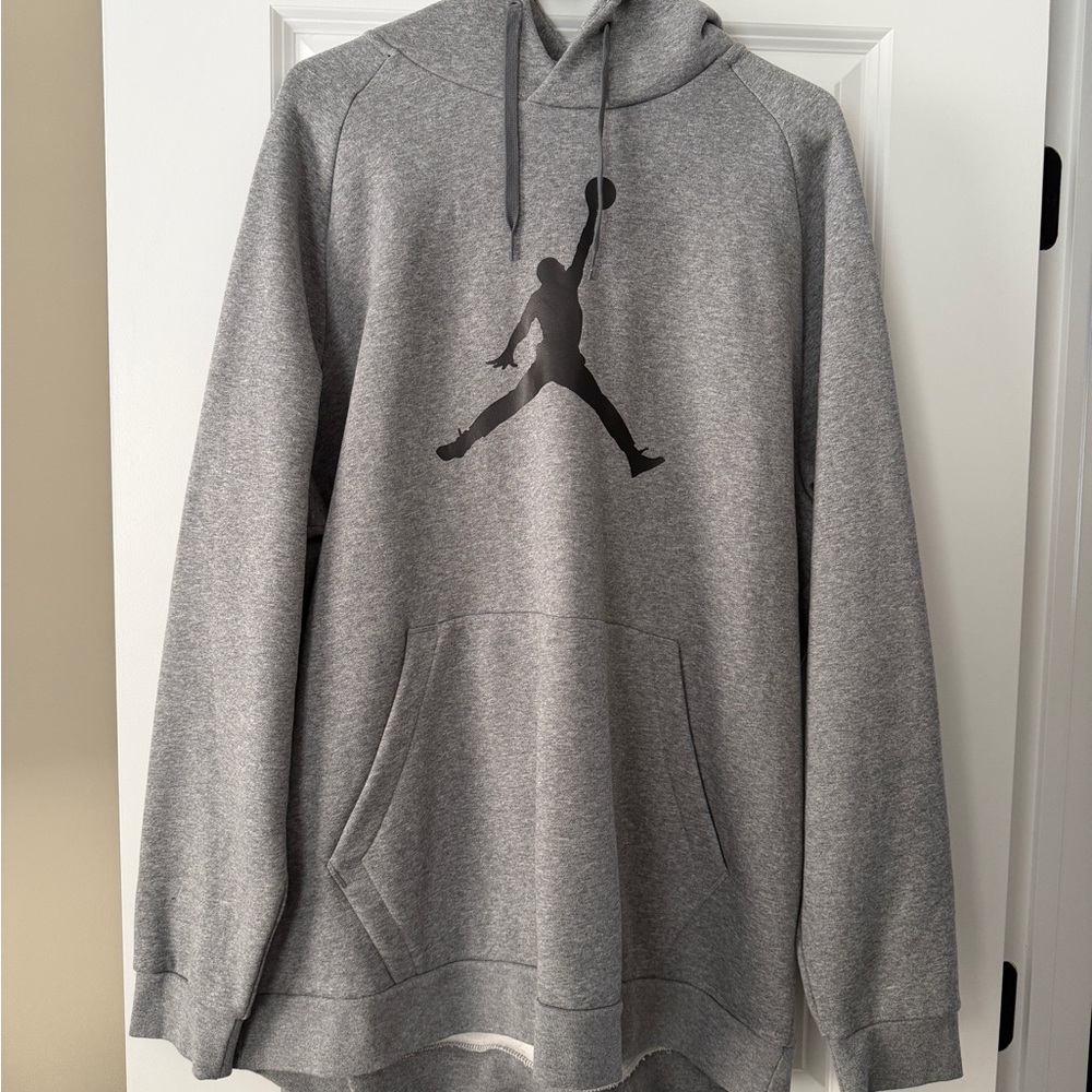 Jordan Men’s Gray Hoodie with Iconic Black Logo